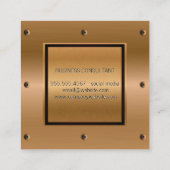 ブロンズのメタリックとリベット |工業用 スクエア名刺 (裏面)