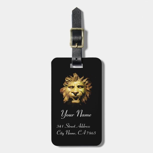 ブロンズのライオンの頭の装飾品 古代ローマ船の船首 ラゲッジタグ (正面縦)