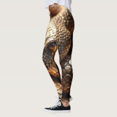 ブロンズの光沢のあるメタリックスネークスキン レギンス (左)