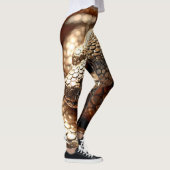 ブロンズの光沢のあるメタリックスネークスキン レギンス (右)