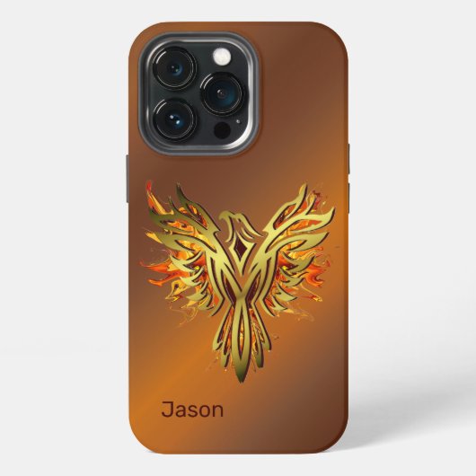 ブロンズの炎のフェニックス iPhoneケース (裏面)