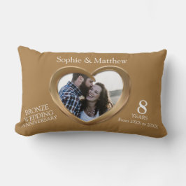 ブロンズの結婚記念日の写真ハート ランバークッション