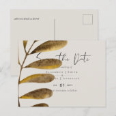 ブロンズの葉の結婚式　保存日付のお知らせ ポストカード (正面/裏面)