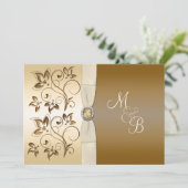 ブロンズアイボリーリボンモノグラムの招待状 招待状 (スタンド正面)