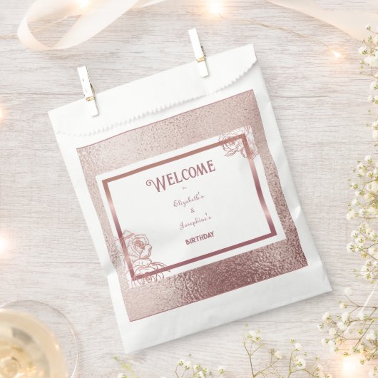 ブロンズアダルトダブルジョイントの双子の誕生日 フェイバーバッグ (クリップ留めされた状態)