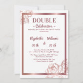 ブロンズアダルトダブルジョイントの双子の誕生日 招待状 (正面)