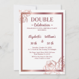 ブロンズアダルトダブルジョイントの双子の誕生日 招待状