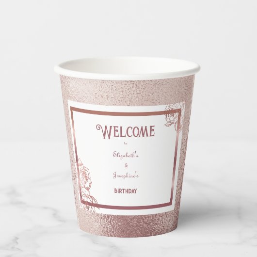 ブロンズアダルトダブルジョイントの双子の誕生日 紙コップ (正面)