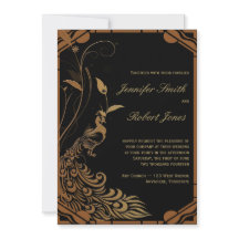ブロンズアートデコペコック フローラル ウェディング 招待状