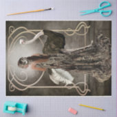 ブロンズアールデコエレガントレディーオストリッチポートレートアート 薄葉紙 (クラフト)