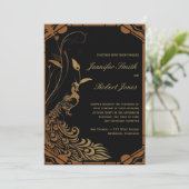 ブロンズアールデコピーコックフローラ結婚式招待状 招待状 (スタンド正面)