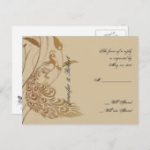 ブロンズアールデコピーコックフローラRSVPポストカードv2 インビテーションポストカード (正面/裏面)