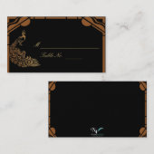 ブロンズアールデコピーコック&フローラウェッディプレイスカード プレイスカード (正面/裏面)