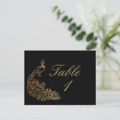 ブロンズアールデコ孔雀とフローラテーブル番号 ポストカード (スタンド正面)