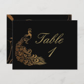 ブロンズアールデコ孔雀とフローラテーブル番号 ポストカード (正面/裏面)