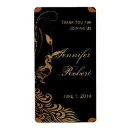 ブロンズアールデコ孔雀とフローラワインラベル ラベル