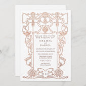 ブロンズアールヌーボーフレーム結婚式招待状 招待状 (正面/裏面)