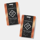 ブロンズエレガントフォイルブラックマーブルVIPイベント バッジ (Front & Back)