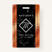 ブロンズエレガントフォイルブラックマーブルVIPイベント バッジ (正面)