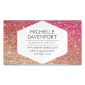 ブロンズエレガント/ピンクグリッター磁気名刺 マグネット名刺 (正面)