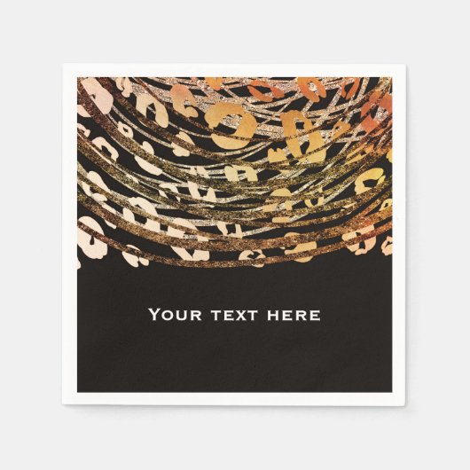 ブロンズオレンジチータエキゾチックプリントパーティー スタンダードカクテルナプキン (正面)