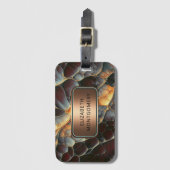 ブロンズオーガニック製の銘板付き抽象芸術 ラゲッジタグ (正面縦)