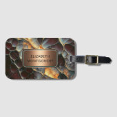 ブロンズオーガニック製の銘板付き抽象芸術 ラゲッジタグ (正面横)