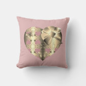 ブロンズカラーハートとリボン装飾用クッション クッション (正面)