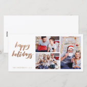 ブロンズクリスマスホリデーホワイト3フレームフォト シーズンカード (正面/裏面)