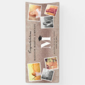 ブロンズグリッターモノグラム及びキャップ卒業パーティー 横断幕 (縦)