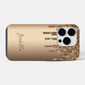 ブロンズグリッター垂れ銅モノグラム iPhoneケース (裏面横)