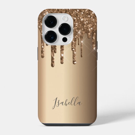 ブロンズグリッター垂れ銅モノグラム iPhoneケース (裏面)