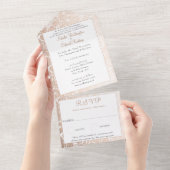 ブロンズゴールドフィリグリーパイスリーヘンナウェディングRSVP オールインワン招待状 (貼ってはがせる)