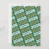 ブロンズゴールド & グリーン 卒業写真 招待状 (裏面)