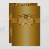 ブロンズスクロールモノグラムの結婚式招待状 招待状 (正面/裏面)