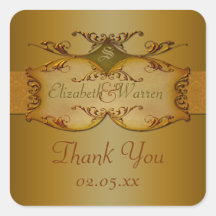ブロンズスクロール結婚式の引き出物サンキューステッカー