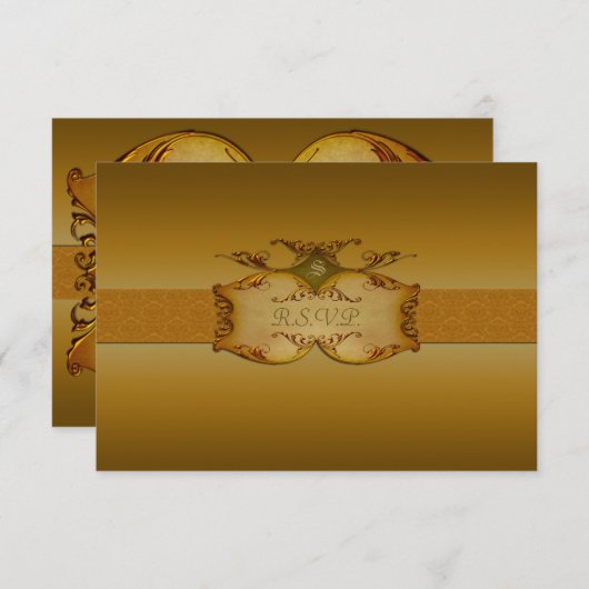 ブロンズスクロール返信カード 出欠カード (正面/裏面)