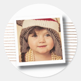 ブロンズストライプクリスマスフォトフレームステッカー ラウンドシール