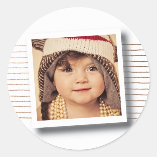 ブロンズストライプクリスマスフォトフレームステッカー ラウンドシール (正面)