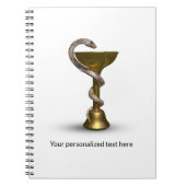 ブロンズスネークメディカルボウルヒュギエアホワイトカデュケウス ノートブック (正面)