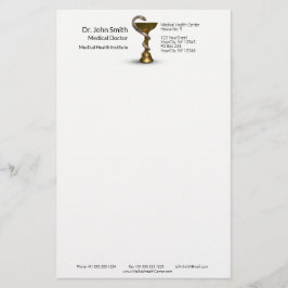 ブロンズスネークメディカルボウルヒュギエアホワイトカデュケウス 便箋