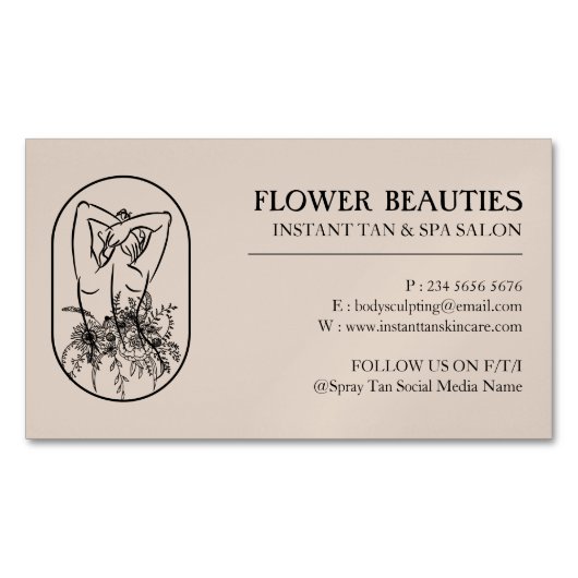 ブロンズタン美しいフェミニンウーマン体 マグネット名刺 (正面)