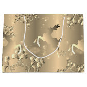 ブロンズトナカイと雪片が大 ラージペーパーバッグ (正面)