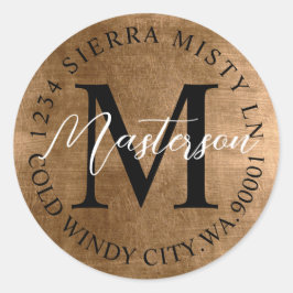 ブロンズトーンエレガント差出人住所モノグラム ラウンドシール