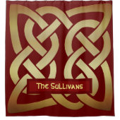 ブロンズトーンケルト結び目模様 シャワーカーテン (正面)