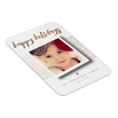 ブロンズハッピーホリデーズスクリプトクリスマスフォトカード マグネット (右側)