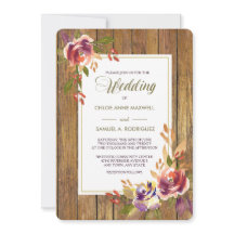 ブロンズバラウォームウッド結婚式招待状