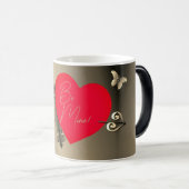 ブロンズバラ赤いハートバレンタインデー魔法マグ モーフィングマグカップ (正面右)