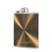 ブロンズパーソナライズされたメタリックの放射状テクスチャ フラスク (左)