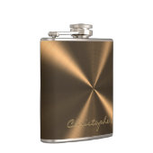 ブロンズパーソナライズされたメタリックの放射状テクスチャ フラスク (右)